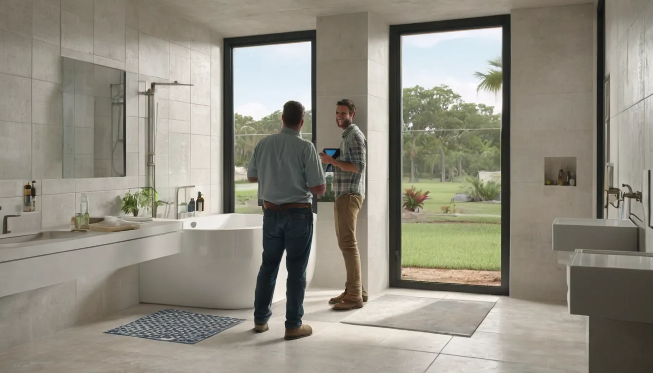 Local bathroom remodeling provider reviewing a new walk-in shower layout with a homeowner near Apopka
